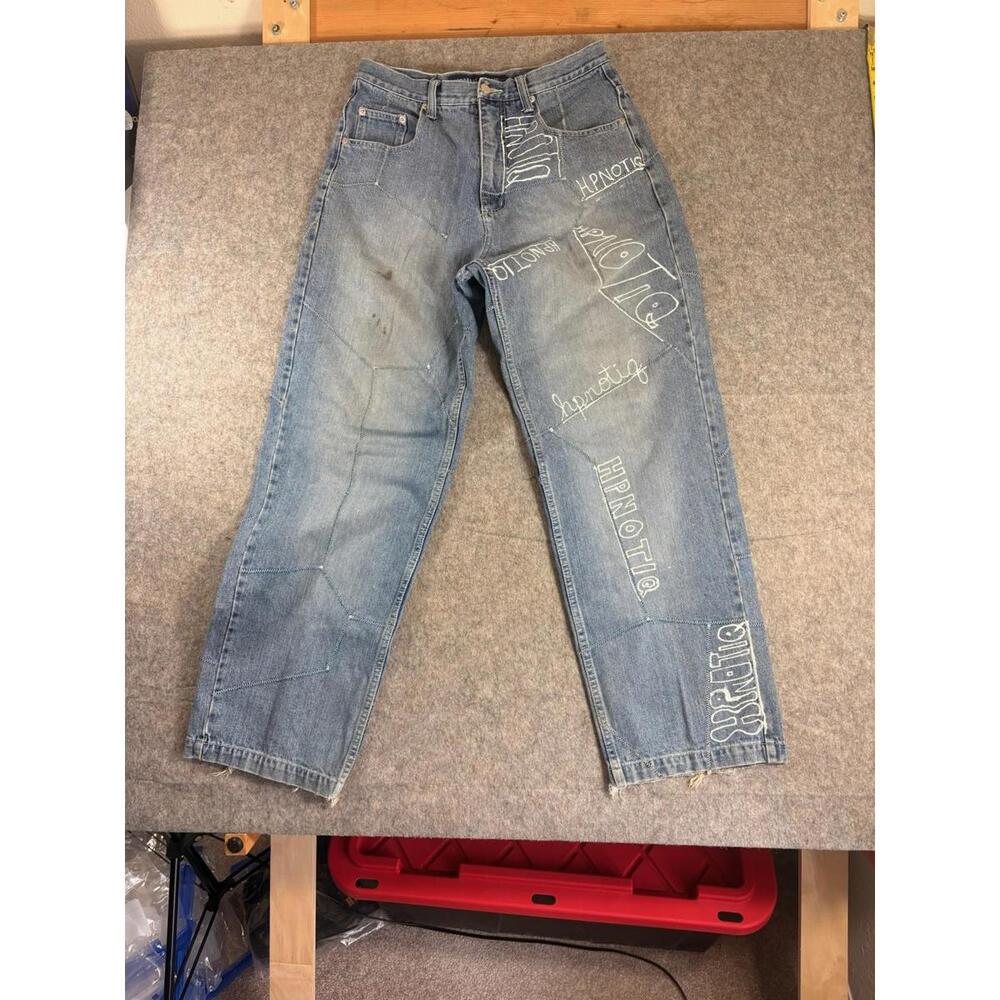 Vintage Koman Baggy Jeans Mens 34x32 Blue Denim Medium Wash Straight Leg Casual